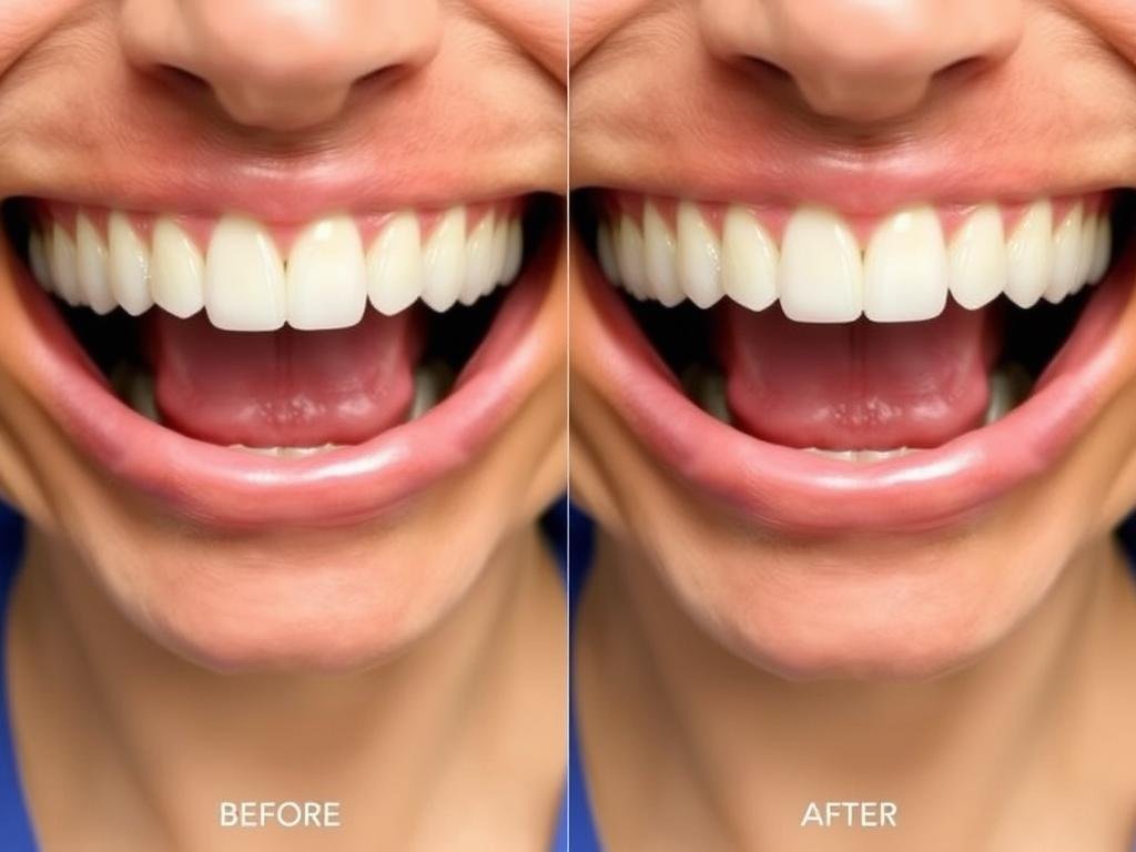 Before and after photos of All on 6 dental implant patient showing transformation