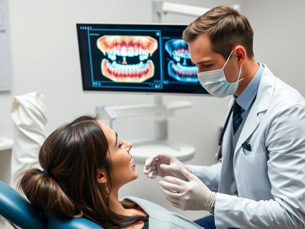 Dental professional evaluating patients candidacy for All on 6 implants