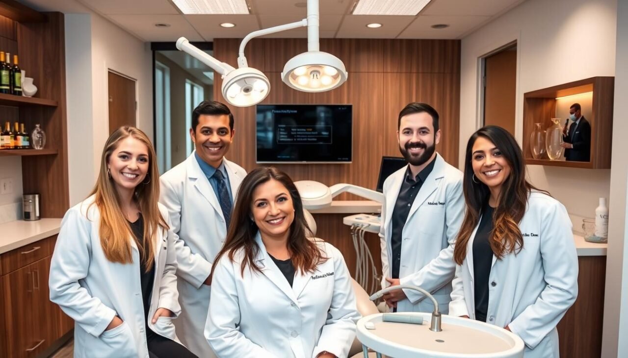 Dental team ready to provide All on 6 consultation in modern dental office